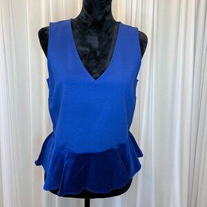 NEW J Crew Size M Royal Blue Scuba Neck Sleeveless Peplum Tank